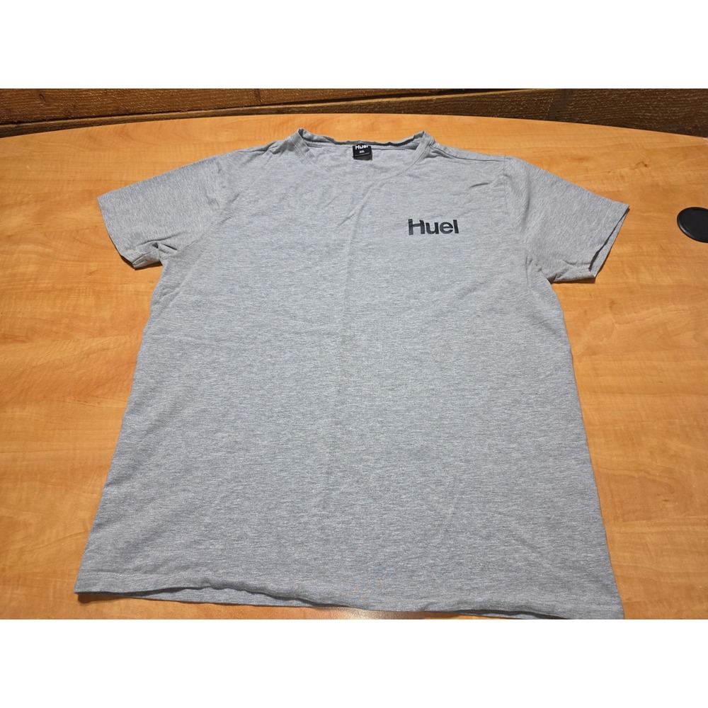 Huel Mens Logo Graphic T-Shirt Heather Gray Short Sleeve Crewneck XXL